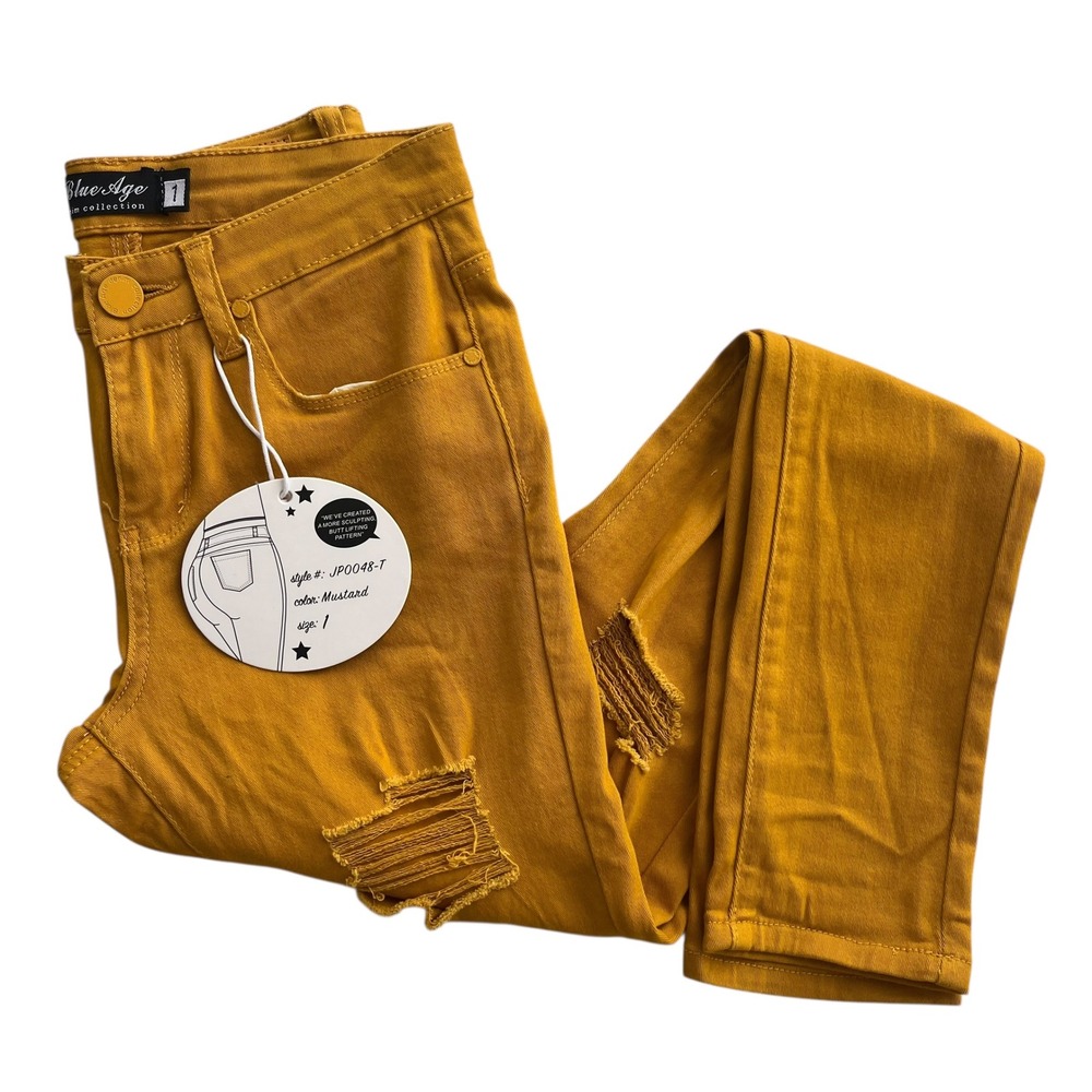 Blue Age Denim Collection Size 1 Mustard Yellow Distressed Skinny Jeans JP0048-T